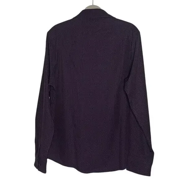 Denim & Flower Men's Tech Comfort Buttondown Shirt Navy Red Dots Size Large - Picture 5 of 6